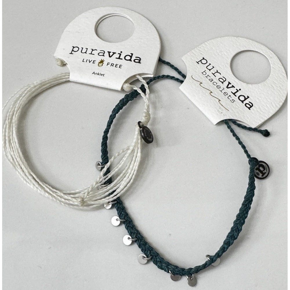 Pura Vida Anklet & Bracelet Teal / White NWT Set Of 2